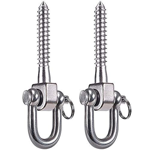 SELEWARE 2 Pack Swing Hangers Swing Set Hooks Stainless Steel Hammock Hooks | Heavy Duty Swing Mount for Porch Swing, Hammock Chair, Heavy Bag, Yoga Silk, Suspension Straps, Gymnastics Rings - color: Stainless 2 Pack Swing Hooks