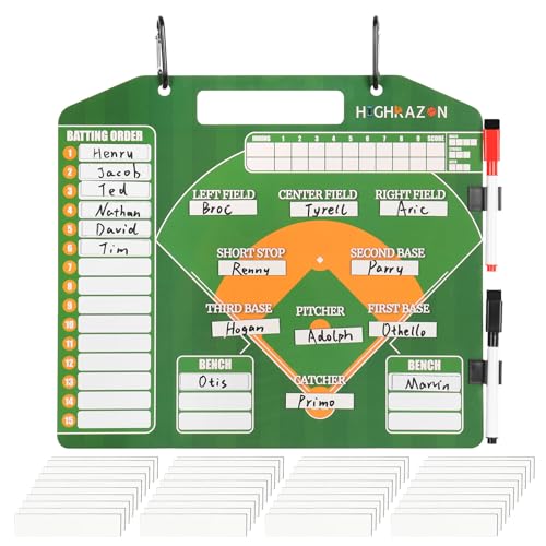 Magnetic Baseball Coach Clipboard, Dry Erase Coach Lineup Board, Premium Tactical Baseball Coaching Board with 40 Lineup Cards and Marker, Dugout Display Softball Coaching Accessories - color: A-horizontal