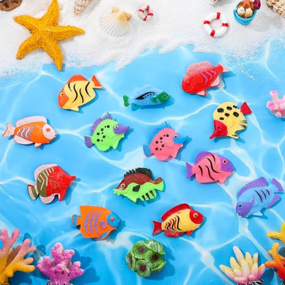 72Pcs Plastic Fish Toys - Tropical & Mini Plastic Fish Set for Children's Party Supplies and Decoration