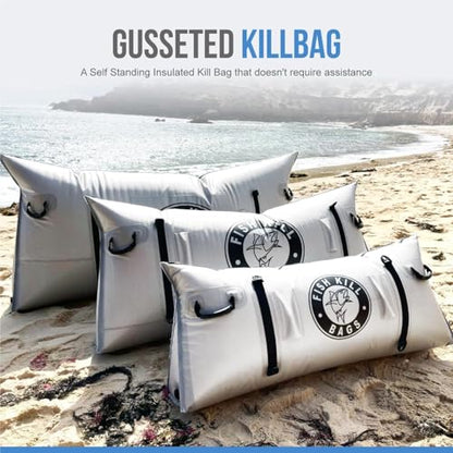 Gusseted Insulated Fish Cooler - Zipper Waterproof Nylon Bag - Portable and Leakproof With Heavy Duty Handles for Travel, Outdoor, Fishing - size: 72 x 32 Inch