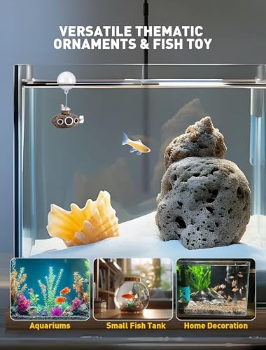 2.1 in Mini Floating Submarine Fish Tank Decoration, Safe Resin Aquarium Decoration for Betta Toys, Cichlid, Goldfish, Shrimps and Hermit Crabs, Cute Retro Underwater Fish Tank Accessories - size: 2.1'' Mini Floating Submarine