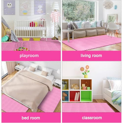 Shihanee 16 Foam Floor Interlocking Tiles, 11.8 x 11.8 Inch, Light Pink - color: Light Pink