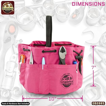 Graintex 18 Pockets Grab Bag Rip-stop Canvas Drawstring Closure, Small Part Organizer Pouch, Small Tools, Screws, Parts, Parachute Tool Bag for Efficient Storage - Pink - color: Pink