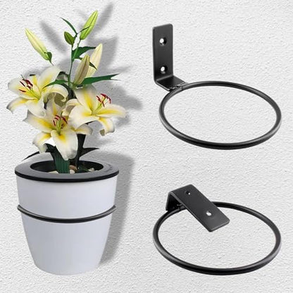 Jiozermi 6 Pack 4 inch Flower Pot Holder Ring, Flower Pot Holder Ring Wall Mounted Set Wall Mounted Metal Planter Hanger Matte Black Hanging Plant Holders - size: 4 Inch-6Pcs