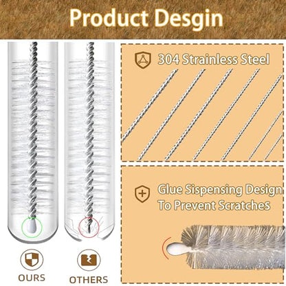 Straw Cleaner Brush Extra Long 14 Inch, 8-PCS Straw Brush Extra Long with 304 Stainless Steel Handle, Extra Long Pipe Tube Cleaner for Water Bottle, Coffee Kettle and Pipes.
