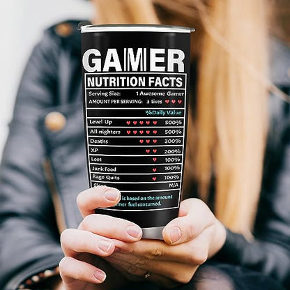 Jekeno Gaming Mug Tumbler Boys Gifts - Kids Teens Men Gamer Gamepad Presents Game Controller Travel Coffee Cup for Boyfriend Son Dad Husband Birthday Halloween Christmas 20oz Stainless Steel