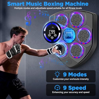 Music Boxing Machine with Gloves, Wall Mounted Boxing Trainer for Home Use