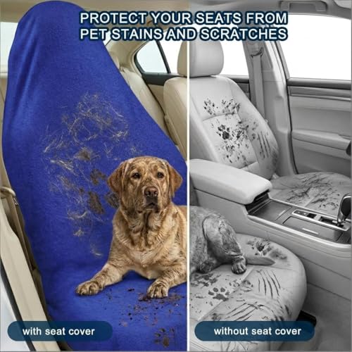 Car Seat Towel Cover, 2pcs Universal Front Seat Protector for Cars, SUVs and Trucks, Sweat Towel Car Seat Cover for Gym, Yoga, Swimming, Pets and Family Travel, Blue - color: Blue