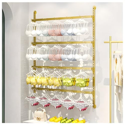 4/5 Tier Wall Mounted Socks Rack, Metal Adjustable Height Underwear Display Shelf, Retail Store Bras/Panties/Tank Tops Organizer Stand, for Clothing Store.Gold-a-150x150cm - size: a