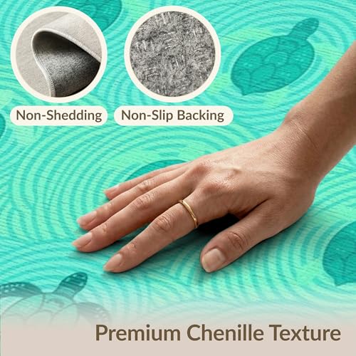 8'x10' Washable Modern Turtle Large Rug, Turquoise Non-Shedding Pet Friendly Carpet Foldable Easy Care Mat for King Size Bedroom, Master Suite, Under Bed | Ref:1955115 - color: Blue/Pattern 12, size: 8' x 10' (Rectangular)