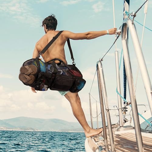 Fitdom 90L 29" Large Mesh Duffle Bag for Scuba, Snorkeling & Water Sports