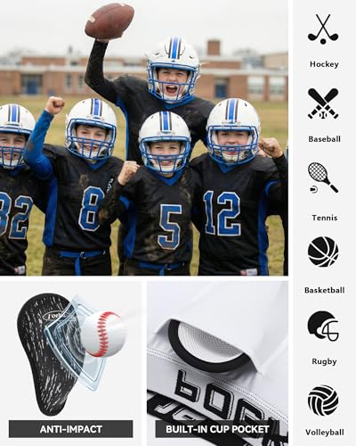 Youth Boys Baseball Cup Underwear Kids Football Compression Shorts with Soft Protective Athletic Cup Boxer Brief - color: White+white, size: X-Small