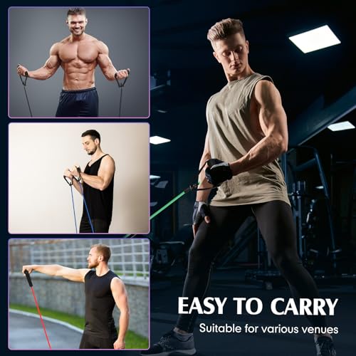 Shappy 10 Pcs Resistance Bands with Handles - color: Multicolor