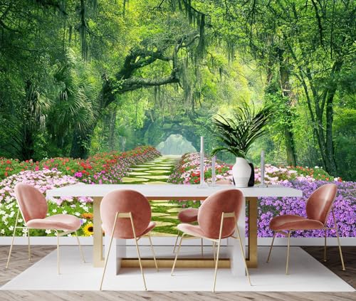 Sunny Flowers and Forest Wallpaper for Living Room, Bedroom, Bathroom Background wall Decoration Mural（Non-self-Adhesive） - color: MURAL-209, size: 149" x 96"