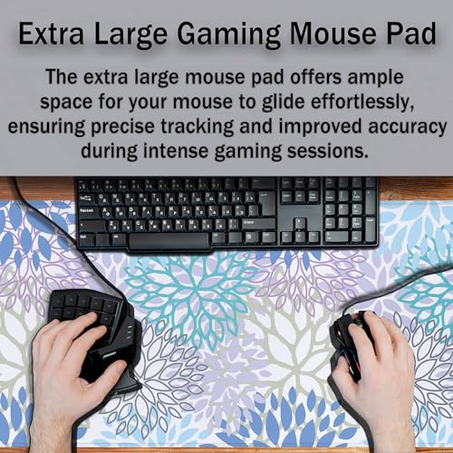 Large Desk Mat Algae Leaves Game Mats, Office Mousepad Big Mouse Pads, XXL Gaming Mouse Pad Non-Slip Rubber Base, 35.4 X 15.7 inch for Work/Game/Office/Home Vegetation. Abstract Watercolor - color: Algae Leaves