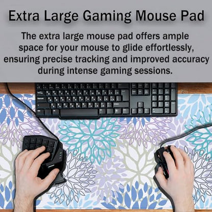 Large Desk Mat Algae Leaves Game Mats, Office Mousepad Big Mouse Pads, XXL Gaming Mouse Pad Non-Slip Rubber Base, 35.4 X 15.7 inch for Work/Game/Office/Home Vegetation. Abstract Watercolor - color: Algae Leaves