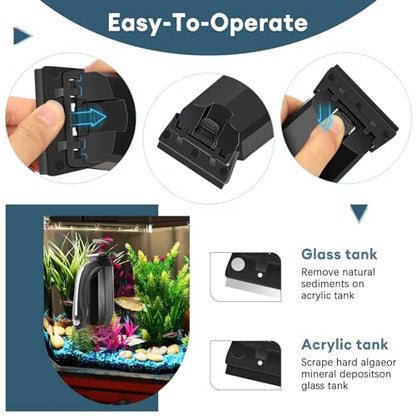AQQA Aquarium Magnet Glass/Acrylic Cleaner,Fish Tank Cleaner Brush,Magnetic Algae Scrapers Cleaning Tools with 2 Detachable Scrapers,Floating Freshwater Saltwater (XL)