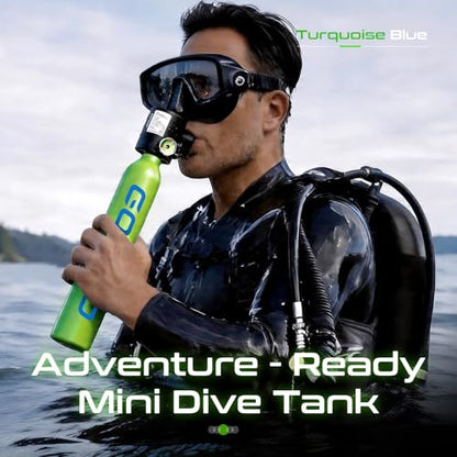 GOYOJO Mini Scuba Tank, Portable Diving Lung Air Tank with DOT Certified, Refillable Emergency Backup Pony Bottle for Snorkeling, Underwater Breathing, Training - color: 0.5L Turquoise Blue