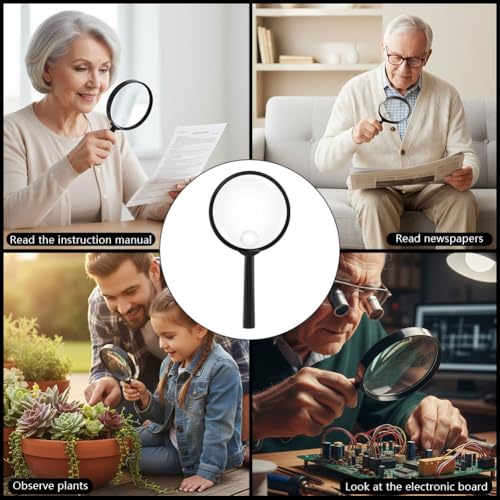 10X 30X Magnifier, Handheld Magnifying Glass for Reading, 84mm Shatterproof Lens, Soft Handle for Adults Close Work, Seniors Reading and Nature Exploration, Hobby Observation