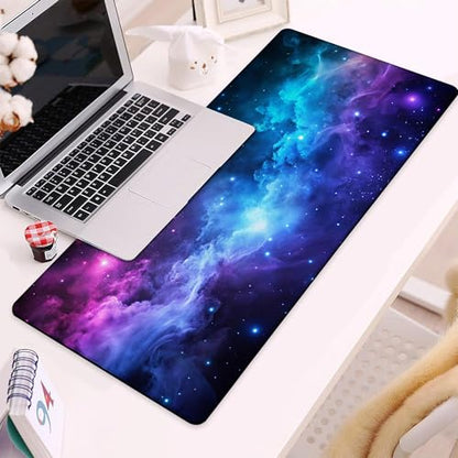 Desk Mat, Blue Purple Clouds Stars Galaxies Large Extended Gaming Mouse Pad,Waterproof Non-Slip Rubber Base and Stitched Edges Desk Pad for Work Game Office Home 35.4x15.7in - color: Colour11