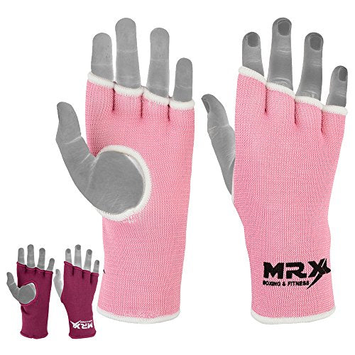 MRX Womens Training Boxing Inner Gloves Bandages MMA Fist Hand Wraps Protector Mitts - color: Pink, size: Large
