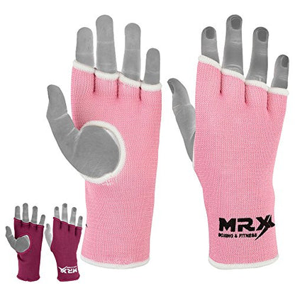 MRX Womens Training Boxing Inner Gloves Bandages MMA Fist Hand Wraps Protector Mitts - color: Pink, size: Large