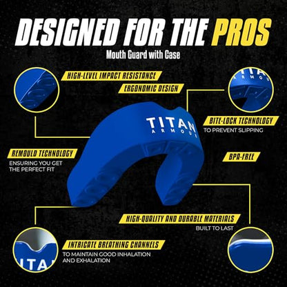 Mouth Guard Boxing, Dual-Layer Boil & Bite Mouthguard, Adult | Premium Dual-Layer | Case Included | Adult & Youth Custom-Fit Mouthpiece | Football, MMA, Hockey, Lacrosse, BJJ, Basketball - color: Blue, size: Adult Age 11+