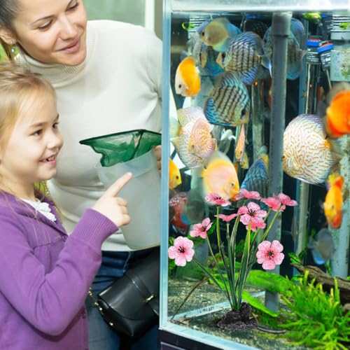 IMIKEYA 2Pcs Aquarium Plants Plastic Realistic Fish Tank Decor, Artificial Aquarium Plants Decoration with Soft Betta-Safe Leaves, Weighted Base for Fish Tank Accessories, 7.5 Inch Tall