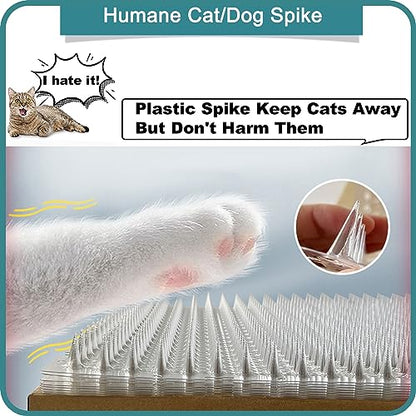 14 Pack Cat Deterrent Outdoor/Indoor Scat Mat, Pet Deterrent Training Mats, Keep Cats/Dogs Away Plastic Mats with Spikes, 23 Sq.ft, 16 x 13 Inches
