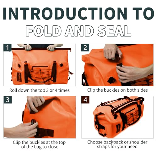80L Dry Bag Large Waterproof Bag Roll-Top Heavy Duty Fishing Duffel Bag with Durable Straps & Handles for Kayaking Paddle boarding Boating Rafting Fishing - color: Orange