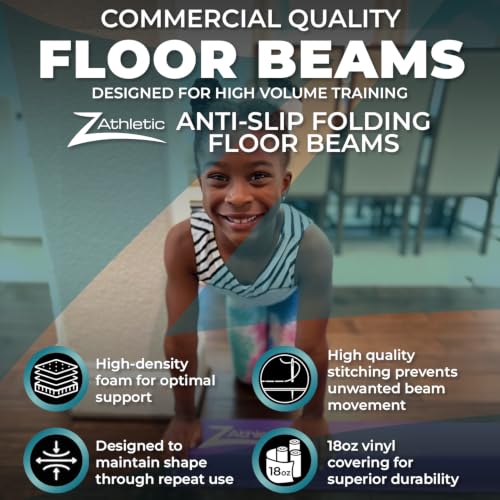 Z-Athletic Gymnastics Training 8-Foot Foldable Floor Foam Balance Beam for Kids, Blue