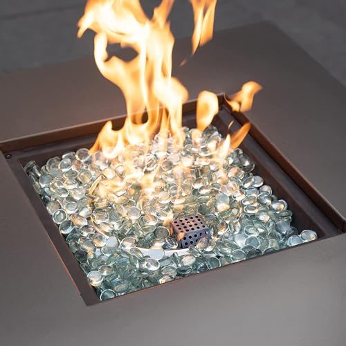 onlyfire Fire Pit Glass Rocks 10 lbs, High Luster Fire Glass Beads 1/2 Inch, Tempered Glass Marbles for Propane/Natural Gas Fire Pit, Fireplace, Multicolor & Blends Available - color: Crystal Ice