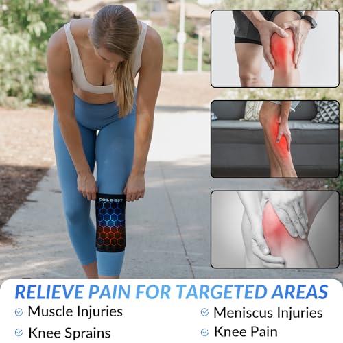 Coldest Knee Ice Pack 360 - Knee Pain Relief Compression, Reusable Gel Ice wrap for Leg Injuries, Swelling, Knee Replacement Surgery, Cold Compress Therapy (Medium) Black - size: Medium