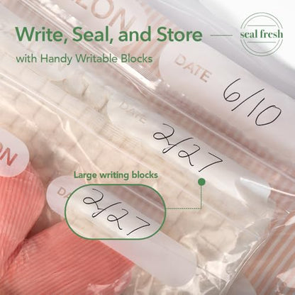 Seal Fresh 5 Gallon Large Plastic Storage Bags – 18" x 24" (60 Count) – Reusable XXL Extra Large Clear Jumbo Zip Lock Bags with Sealable Zipper Top For Clothes, Travel, Moving