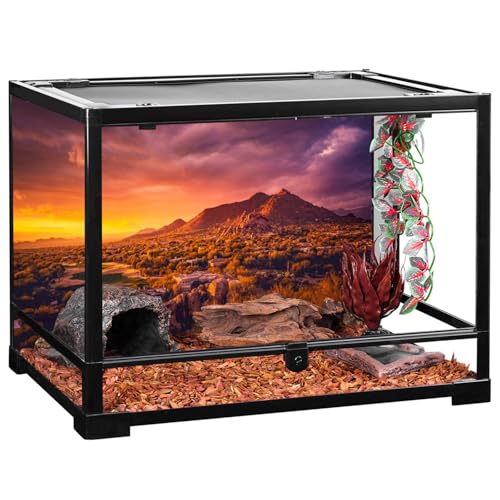 AWERT 72x16 inches Sun and Desert Terrarium Background Mountain Oasis Gobi Reptile Habitat Background Vinyl