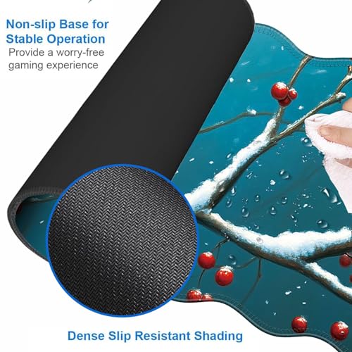 Large Gaming Mouse Pad, Keyboard Wrist Rest Pad & Wrist Support Mousepad Set, Stitched Edge, Extended, Non-Slip Base, Memory Foam Desk Mat for Office, Home,Cute Cardinal Bird - color: Cute Cardinal Bird