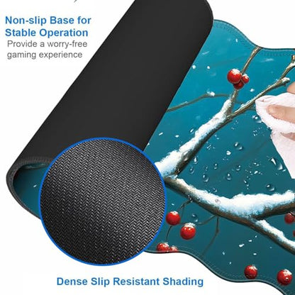 Large Gaming Mouse Pad, Keyboard Wrist Rest Pad & Wrist Support Mousepad Set, Stitched Edge, Extended, Non-Slip Base, Memory Foam Desk Mat for Office, Home,Cute Cardinal Bird - color: Cute Cardinal Bird