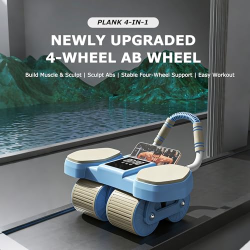 Ab Roller Wheel with Four Wheels, Abdominal Exercise Roller for Core Strength Training, Stable & Smooth Fitness Wheel for Home Gym Workouts
