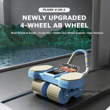 Ab Roller Wheel with Four Wheels, Abdominal Exercise Roller for Core Strength Training, Stable & Smooth Fitness Wheel for Home Gym Workouts