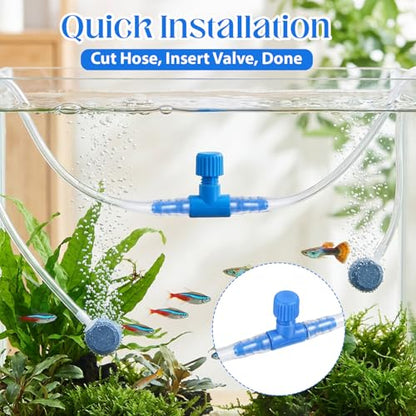 30 Pcs Aquarium Air Valve, Air Control Valve for Fish Tank, Adjustable Plastic Airline Valves for 3/16" Tubing, Aquarium Valves for Fish Tanks (Blue + White + Black)