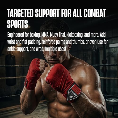 ZORQ Boxing Hand Wraps - Professional Mexican Style Semi-Elastic Handwraps for Boxing, MMA, Muay Thai & Kickboxing - 4.5M Inner Gloves with Thumb Loop & Secure Hook & Loop Closure - color: Blue
