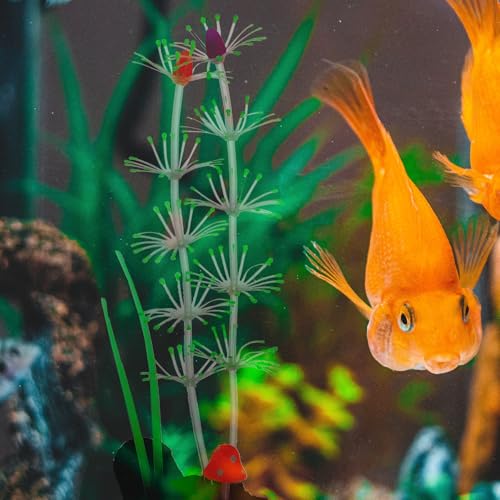 Uonlytech Luminous Green Aquarium Water Grass Artificial Underwater Plant Silicone Fish Tank Landscape Prop for Freshwater Aquariums Decor