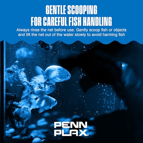 Penn-Plax Quick-Net Aquarium Fish Net - Fine Mesh, Vinyl-Covered Braided Handle - Small Aquarium Cleaning Tool for Gentle Fish Handling - Use in Freshwater & Saltwater Tanks - color: Blue, size: 5" Net - 10" Handle