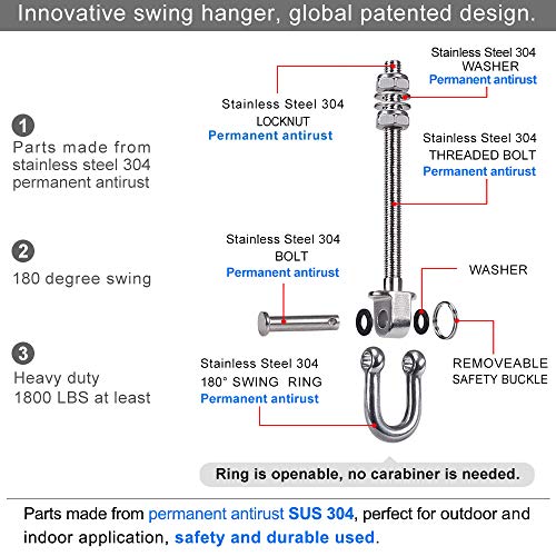 SELEWARE Heavy Duty Swing Hanger, 2 Pack Porch Swing Hardware - color: D (9 Inch, 2 Pack Silver)