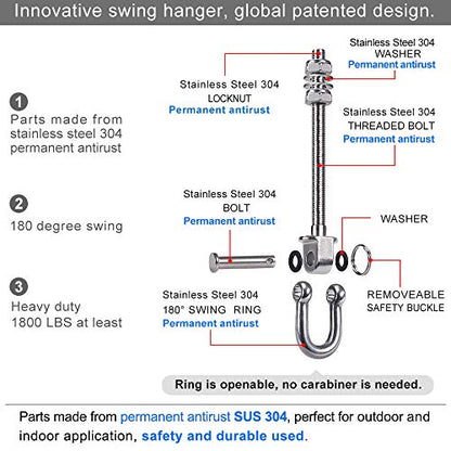 SELEWARE Heavy Duty Swing Hanger, 2 Pack Porch Swing Hardware - color: D (9 Inch, 2 Pack Silver)