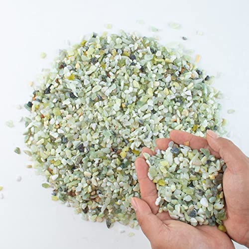 3lb Jade Bean Pebbles,1/4 Inch Cactus Bonsai DIY Rocks, Natural Succulent Rock and River Rocks Decorative for Aquariums, Vases, Terrarium, Outdoor Gardening, Top Dressing for Potted Plants - color: Light Green, size: 3LB