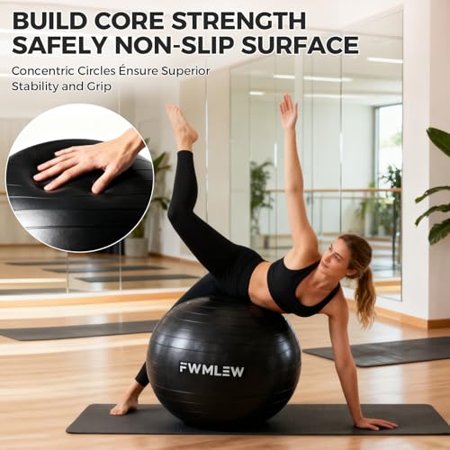 Extra Thick Exercise Yoga Ball, 5-Size Anti-Burst Heavy Duty Stability Gym Ball for Fitness, Core Workout, Pregnancy & Office Chair, Includes Quick Pump - size: XL(27-30ines/68-75cm)