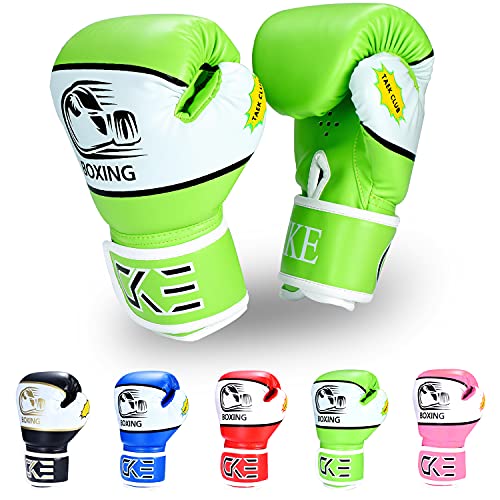 CKE Boxing Gloves for Kids Ages 5-12, Beginner Punch Bag Training Gloves - color: GREEN