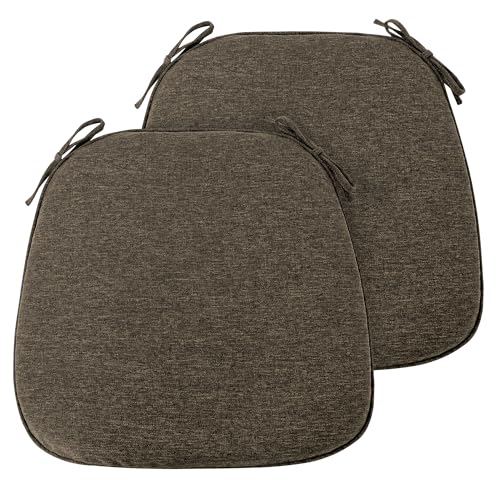 FUNHOME 17"x16"x2" Outdoor Chair Cushions Set of 2, Water Resistant Patio Chair Pads with Ties, Seat Cushions for Home Garden Furniture Decoration-Brown - color: Brown, size: Set of 2