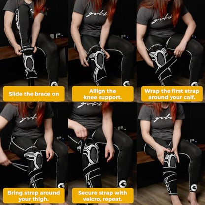 Gold BJJ Knee Brace for Jiu Jitsu - Compression Sleeve with Patella Support and Side Stabilizers (Medium) - size: Medium